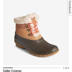 Women’s Sperry saltwater alpine tan duck boots NIB